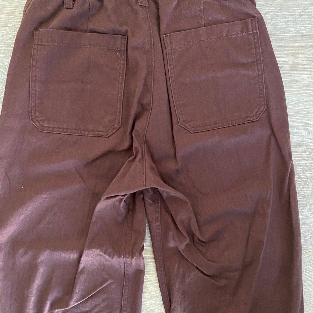MUJI Women's Herringbone Trousers Burgundy Size S - Picture 8 of 9